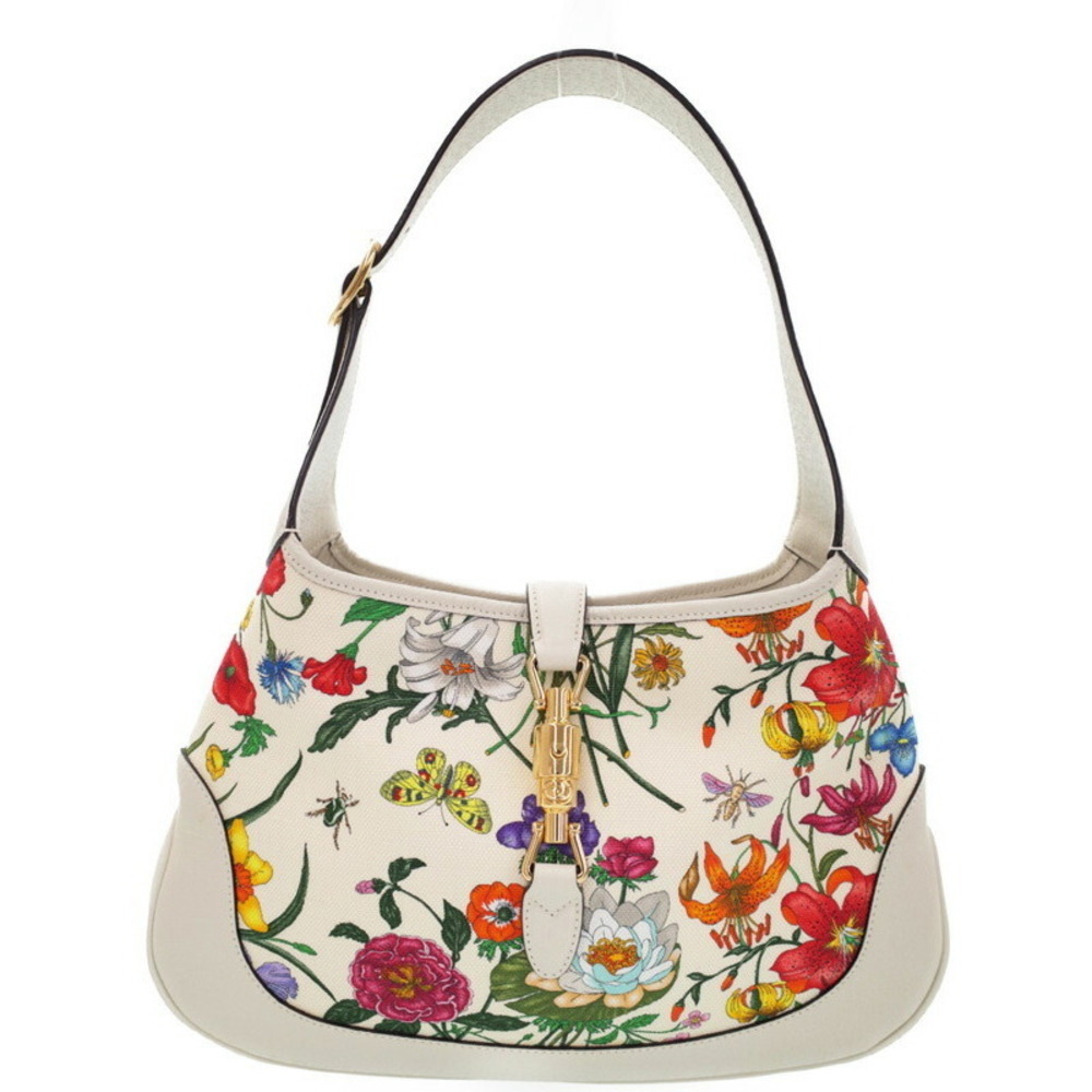 GUCCI Jackie Floral Flower Hobo Bag Semi Shoulder